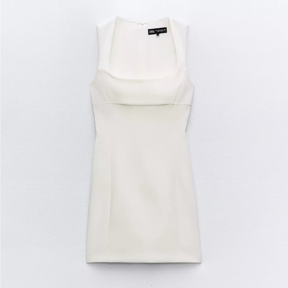 Zara Square Neck Mini Dress - White